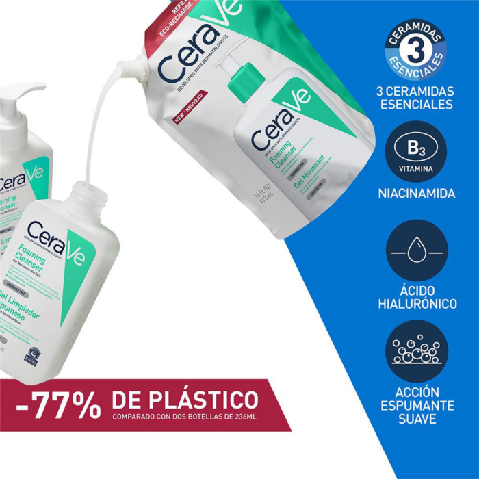 CERAVE RECARGA GEL LIMPIADOR ESPUMOSO 473ML